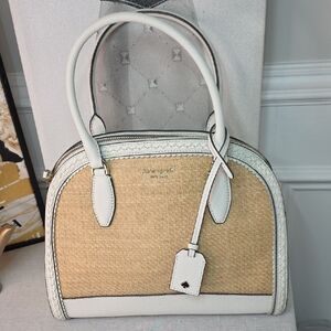 Kate Spade Reiley Raffia & Leather Satchel